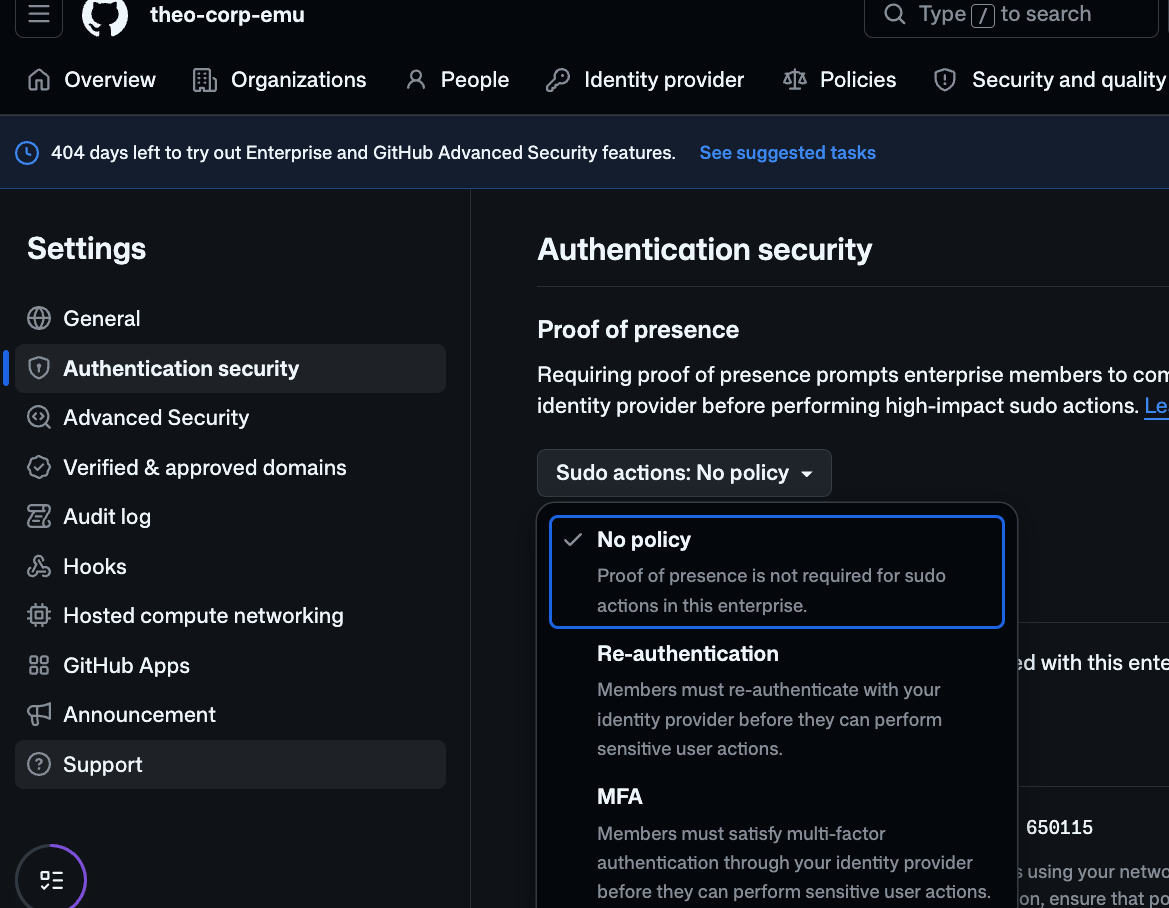 Proof of presence Sudo actions policy selector
