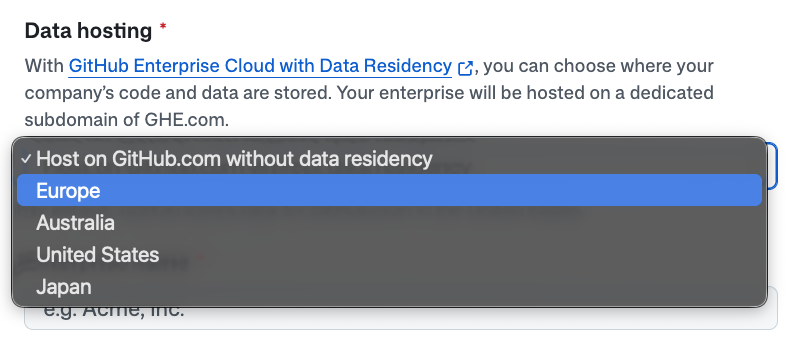 Data hosting 選択画面